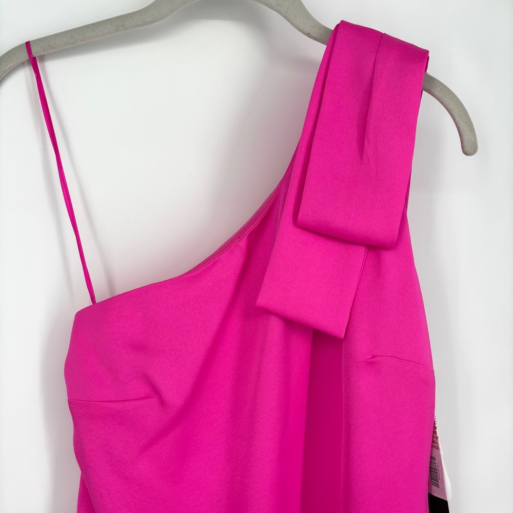 NWT Nicole Miller Hot Pink One Shoulder Bow Mini Dress Sz‎ 2 Cocktail Prom Hoco - Picture 3 of 12